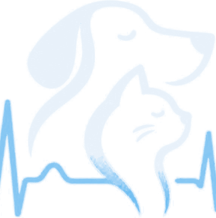 Perro y gato de perfil atravesados por una línea de electrocardiograma, el símbolo de Latido